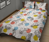 Siberian husky and colorful circle pattern Quilt Bed Set