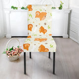 Cute Brown Pomeranian Paw Leave Bone Pattern Dining Chair Slipcover