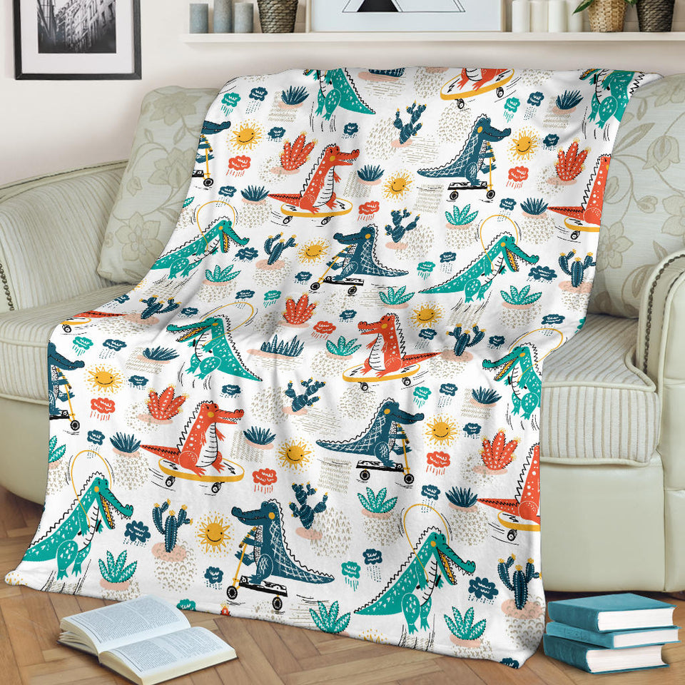Cute Crocodile Pattern Premium Blanket