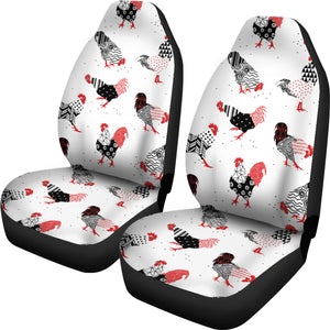 Cool Rooster Chicken Cock Floral Ornament Background  Universal Fit Car Seat Covers