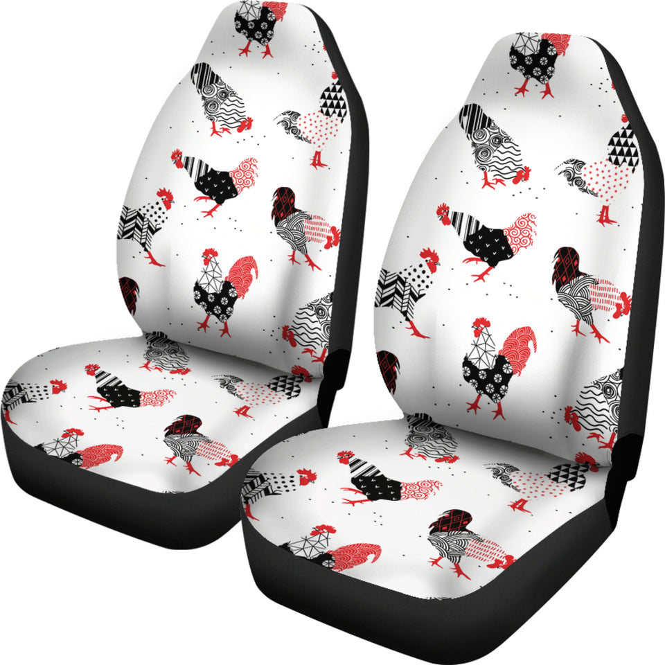 Cool Rooster Chicken Cock Floral Ornament Background  Universal Fit Car Seat Covers