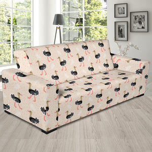 Ostrich Pattern Print Design 05 Sofa Slipcover