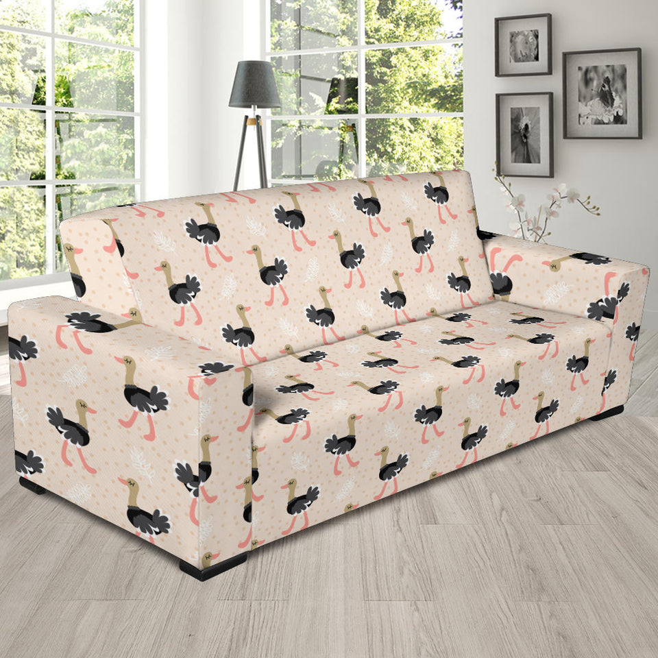 Ostrich Pattern Print Design 05 Sofa Slipcover