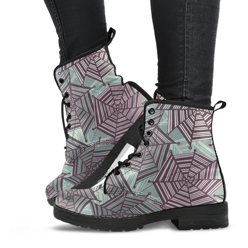 Spider Web Cobweb Design Color Pattern Leather Boots