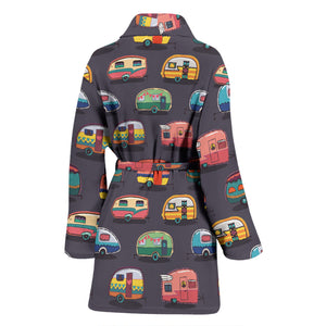 Camper Van Pattern Print Design 02 Women's Bathrobe