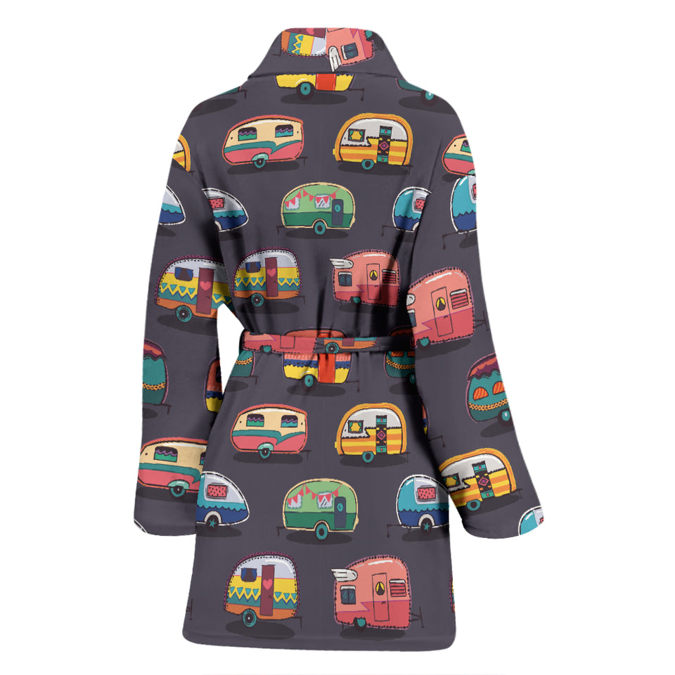 Camper Van Pattern Print Design 02 Women's Bathrobe