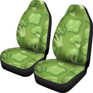Broccoli Pattern Green Background Universal Fit Car Seat Covers