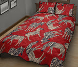 Zebra abstract red background Quilt Bed Set
