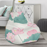 Pink Lotus Waterlily Leaves Pattern Bean Bag Cover