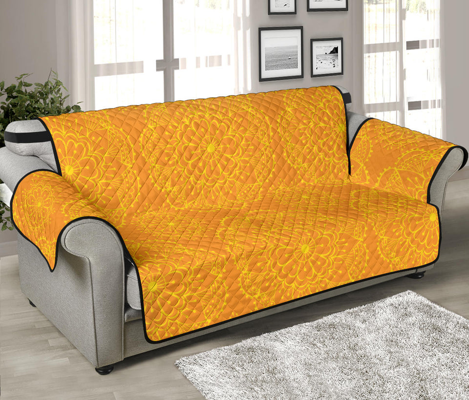 Orange traditional indian element pattern Sofa Cover Protector