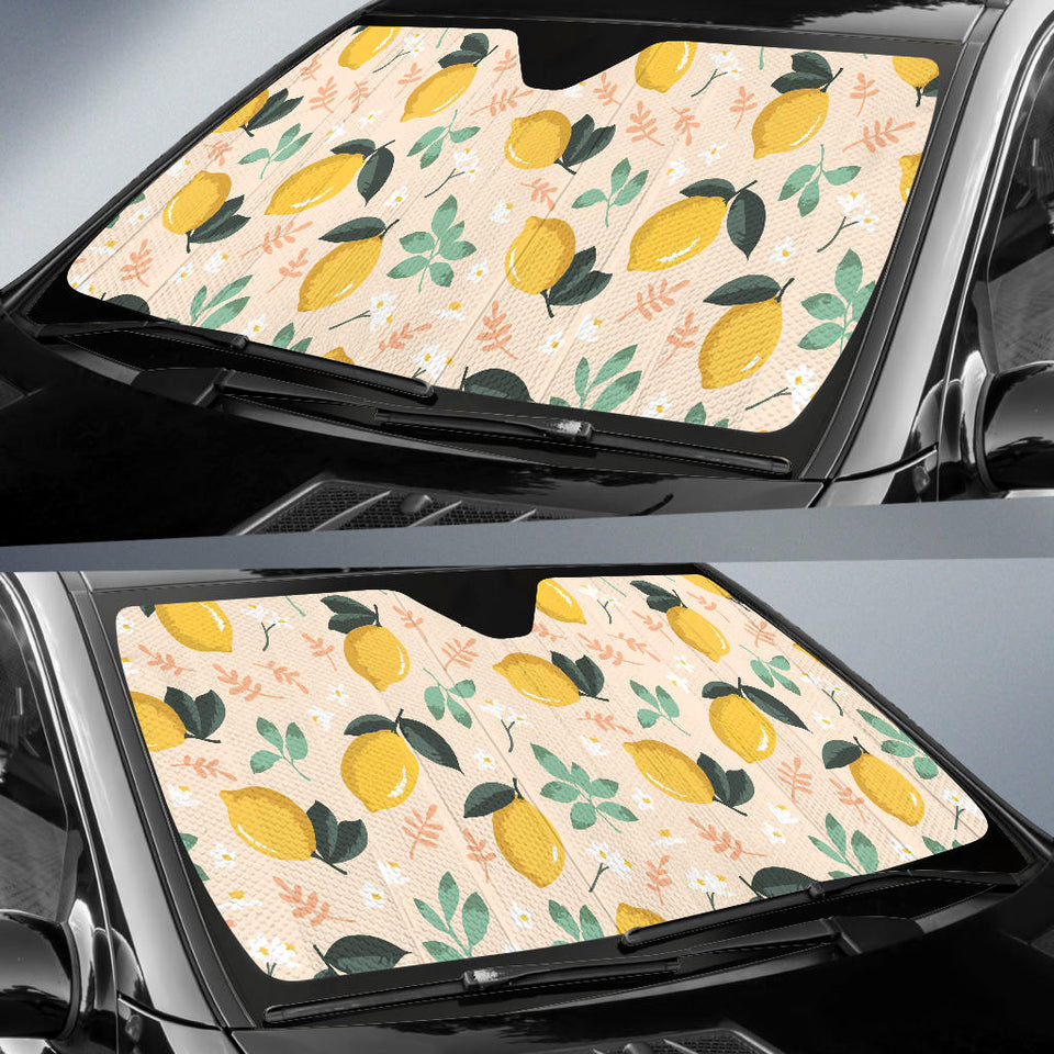 Lemon Flower Leave Pattern Car Sun Shade