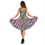 Colorful Zebra Skin Pattern Sleeveless Midi Dress