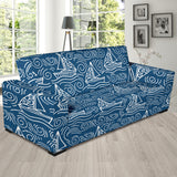 Hand Drawn Sailboat Pattern Sofa Slipcover