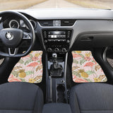 Pink Flamingo Birds Pineapples Hibiscus Flower Pattern Front And Back Car Mats
