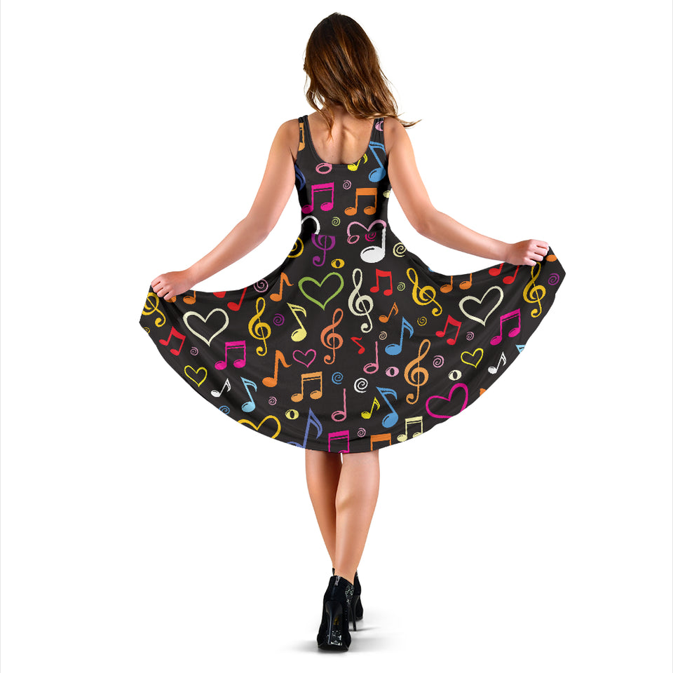 Music Notes Pattern Print Design 02 Sleeveless Midi Dress