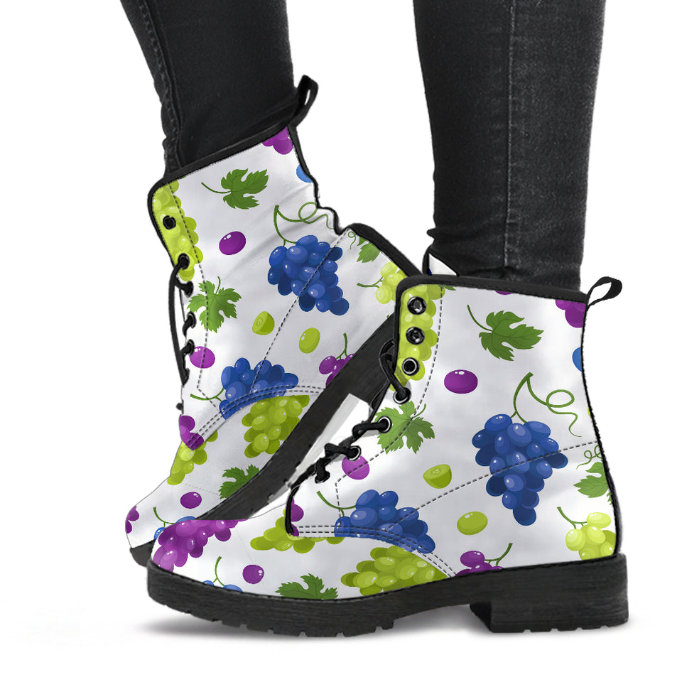 Grape Pattern Leather Boots