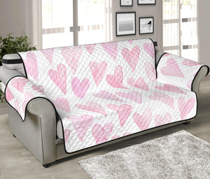 Watercolor pink heart pattern Sofa Cover Protector