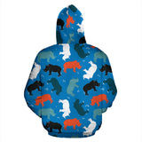Colorful Rhino Pattern Men Women Pullover Hoodie