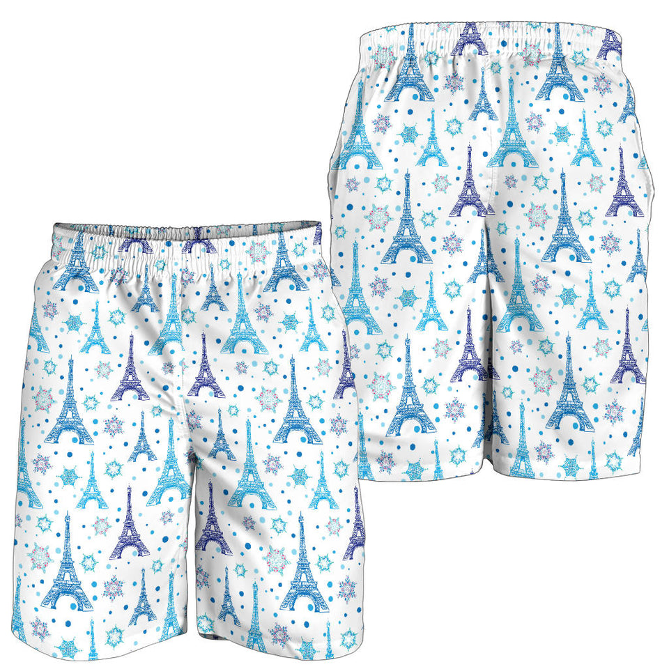 Eiffel Tower Pattern Print Design 01 Men Shorts