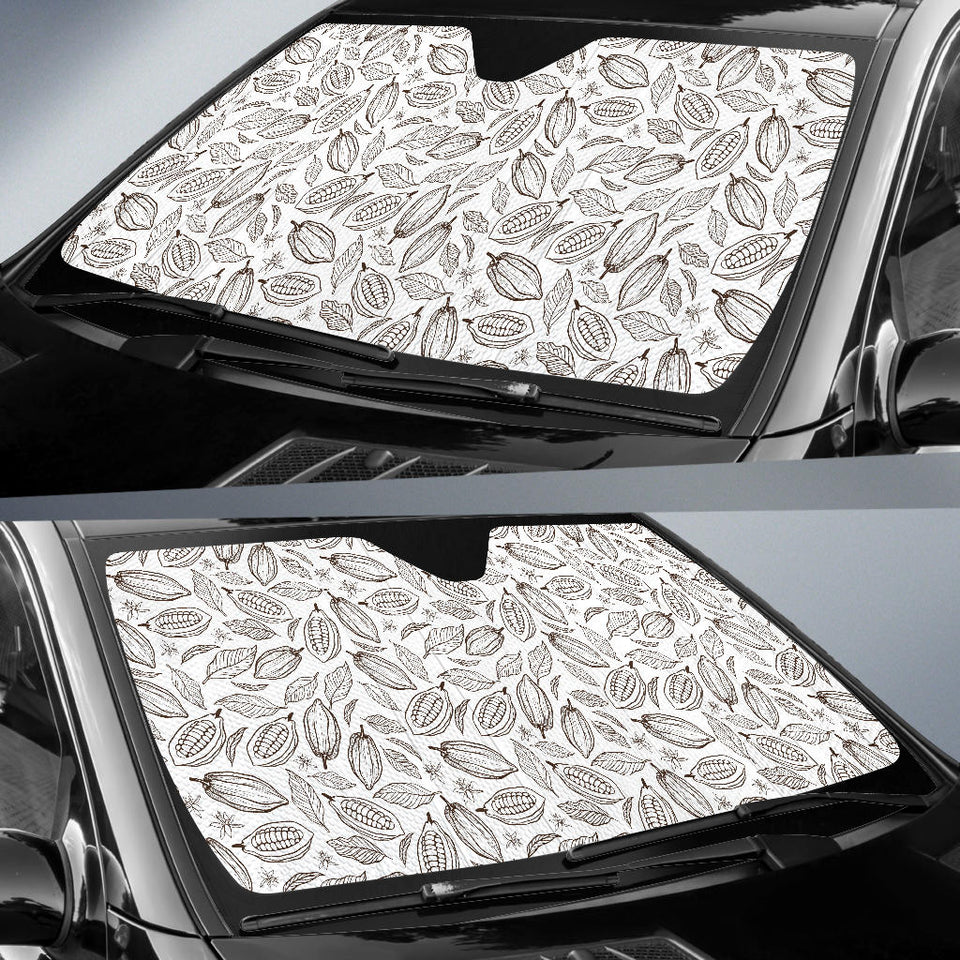 Cocoa Beans Leaves Pattern Car Sun Shade