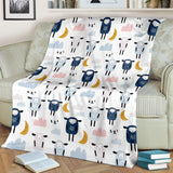 Cute Sleeping Sheep Moon Cloud Pattern Premium Blanket