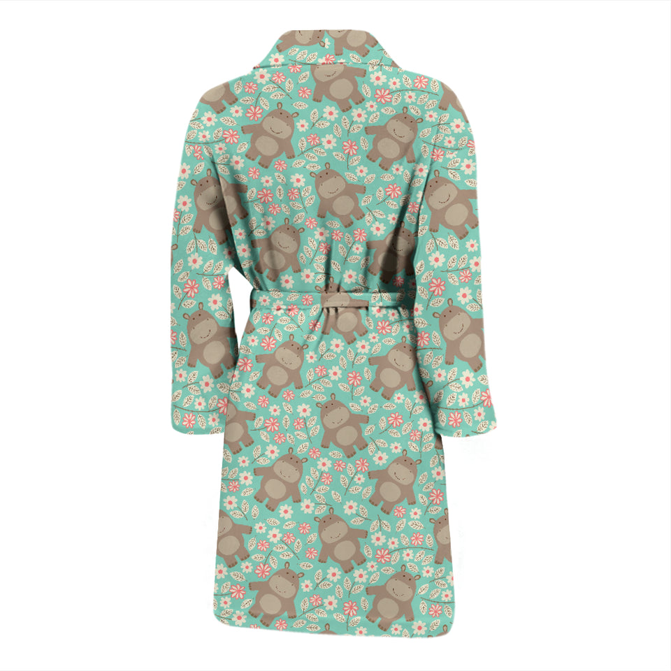 Hippopotamus Pattern Print Design 02 Men's Bathrobe