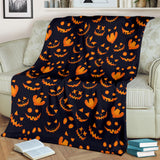 Halloween Pattern Pumpkin Background Premium Blanket