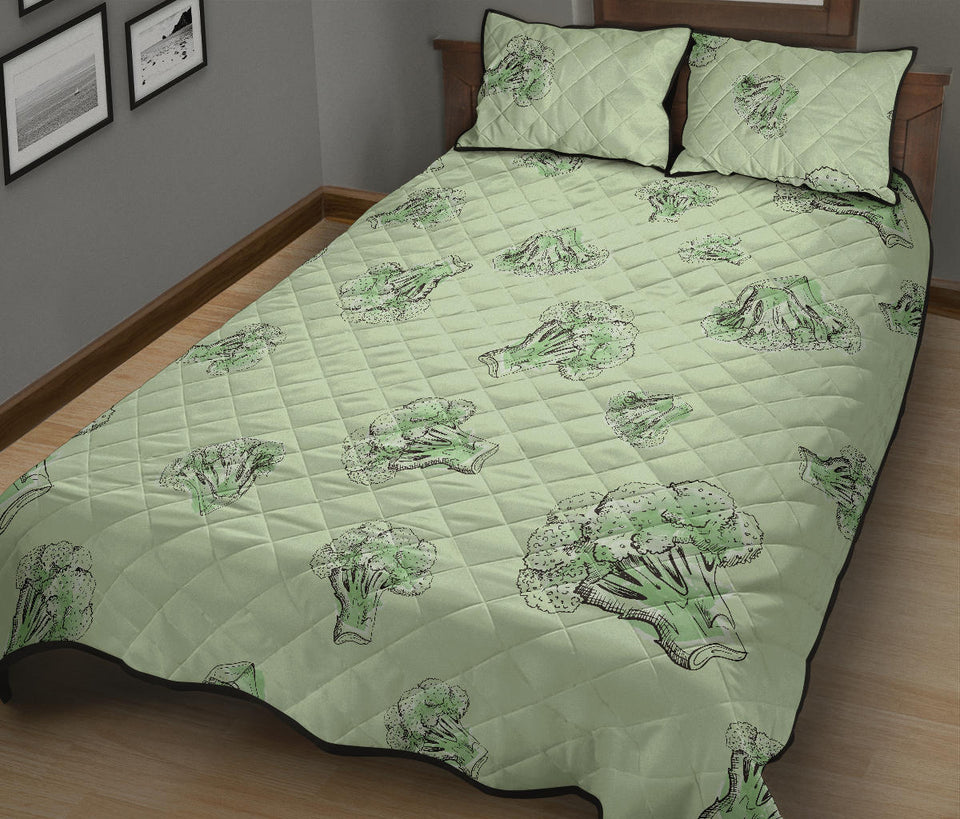 broccoli sketch pattern Quilt Bed Set