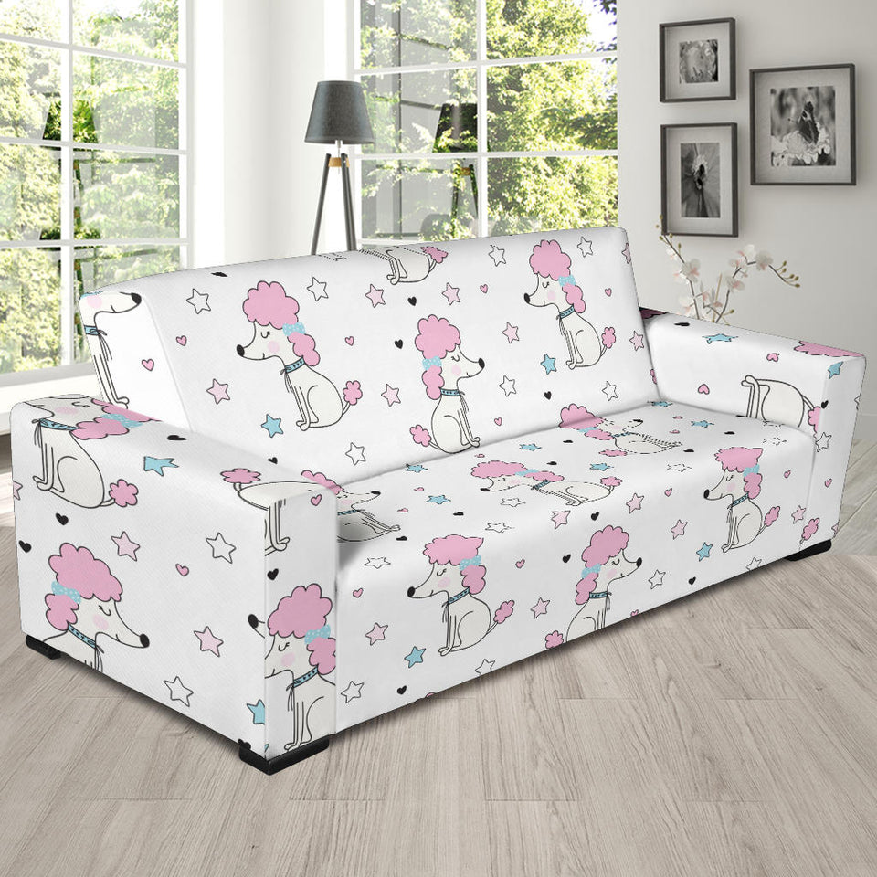 Cute Poodle Dog Star Pattern Sofa Slipcover