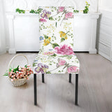 Hand Drawn Butterfly Rose Dining Chair Slipcover