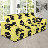 Cute Ninja Yellow Background Sofa Slipcover