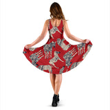 Zebra Abstract Red Background Sleeveless Midi Dress