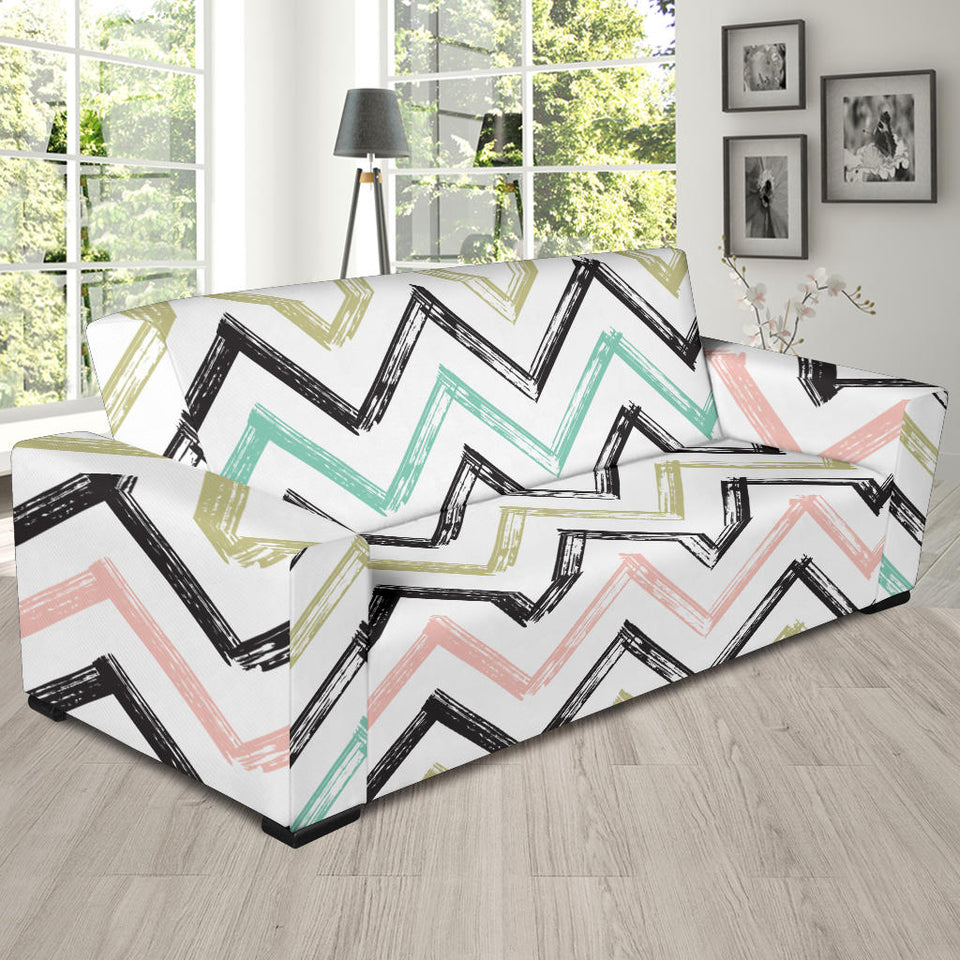 Zigzag  Chevron Paint Pattern Sofa Slipcover