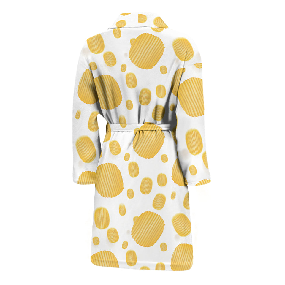 Potato Chips Pattern Print Design 03 Men's Bathrobe