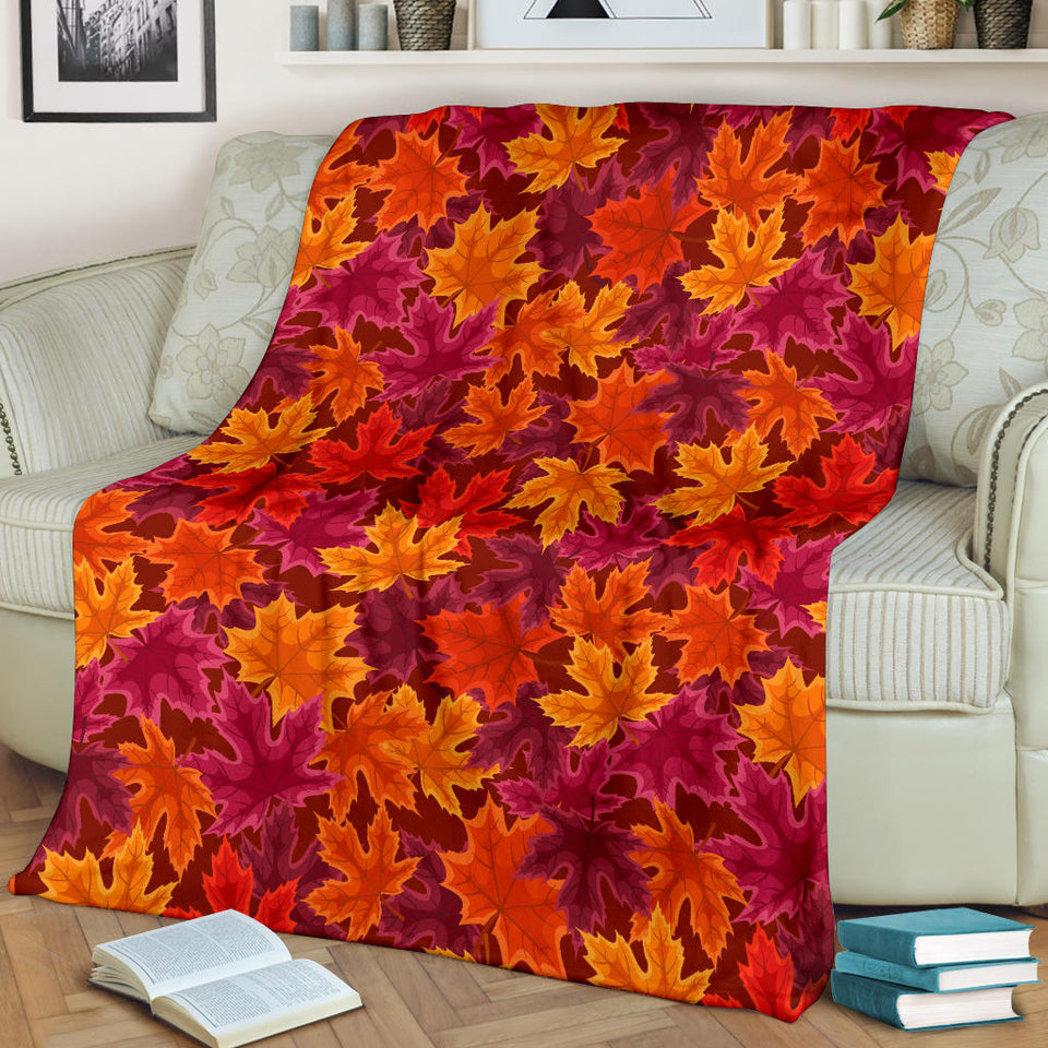 Autumn Maple Leaf Pattern Premium Blanket