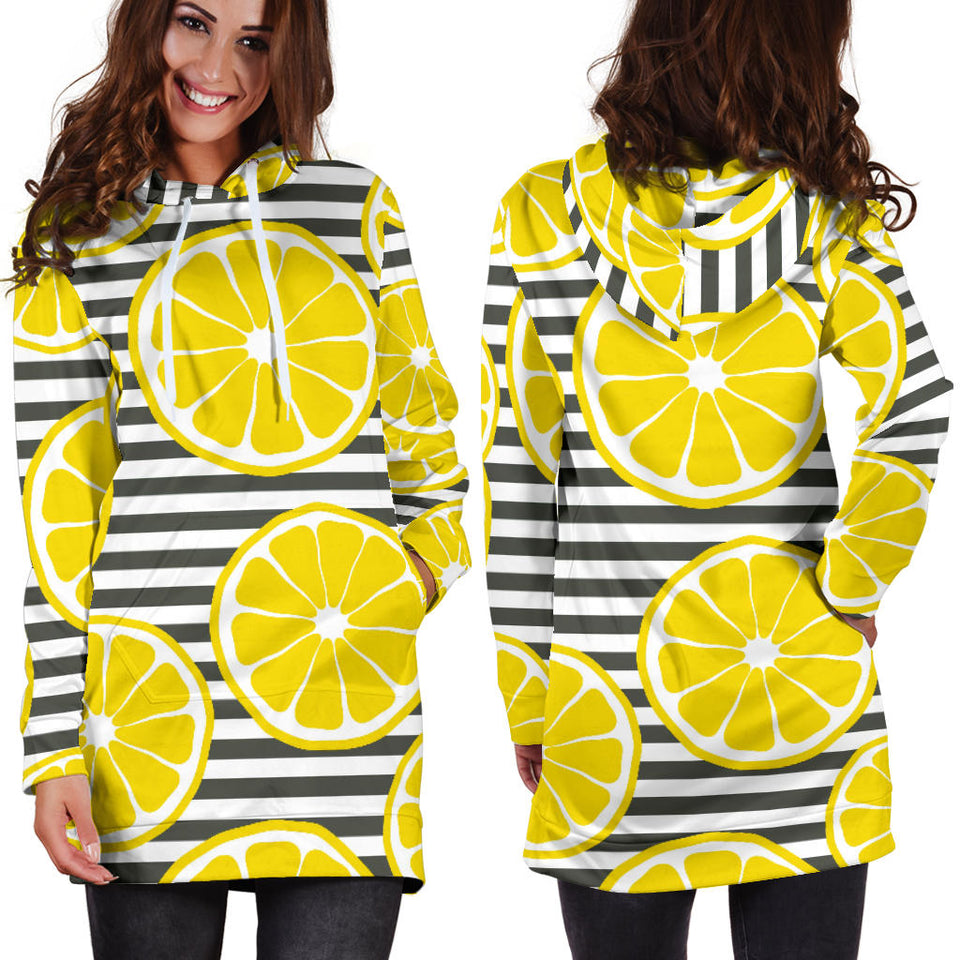 Slice Of Lemon Design Pattern Women'S Hoodie Dress