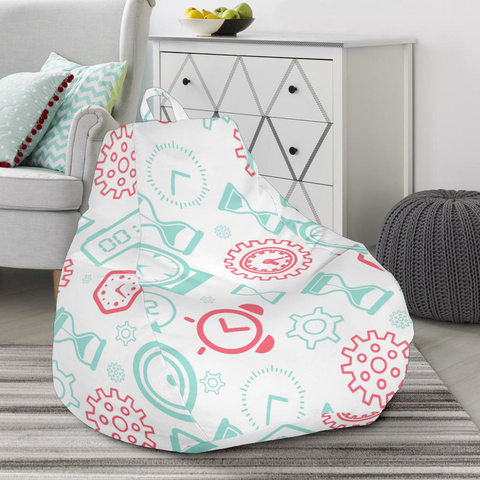 Clock Time Pattern Blackground Bean Bag Cover