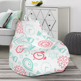 Clock Time Pattern Blackground Bean Bag Cover
