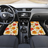 Maple Leaf Oak Leaf Acorns Beige Striped Background Front And Back Car Mats