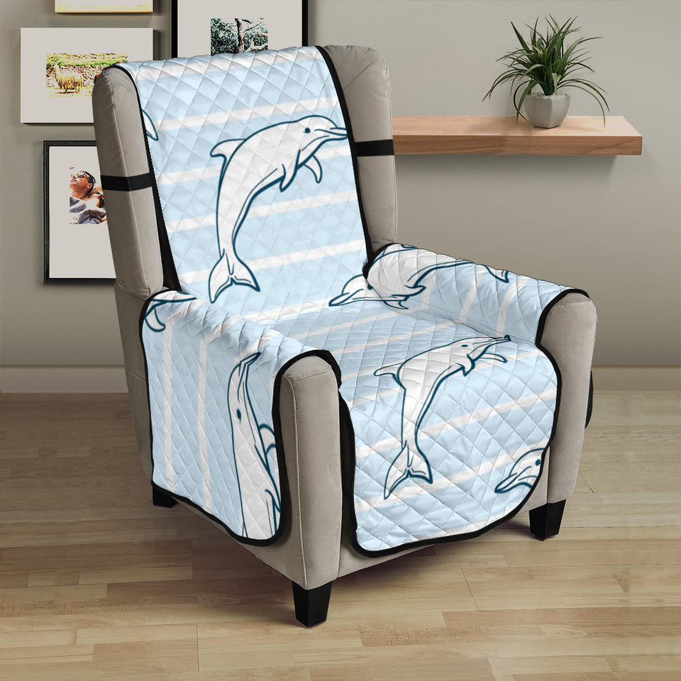 Dolphin blue striped background Chair Cover Protector