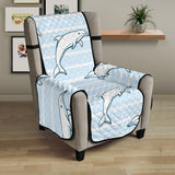 Dolphin blue striped background Chair Cover Protector