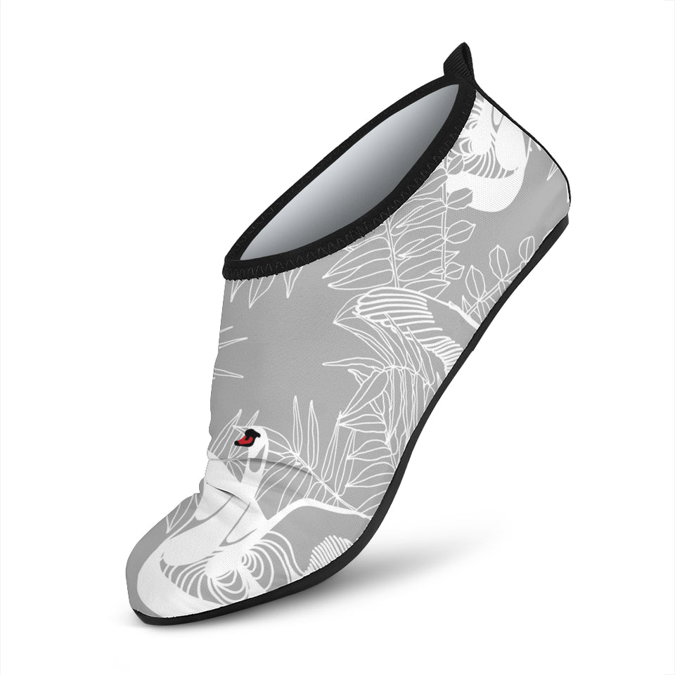 White Swan Gray Background Aqua Shoes