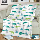 Watercolor Crocodile Pattern Premium Blanket