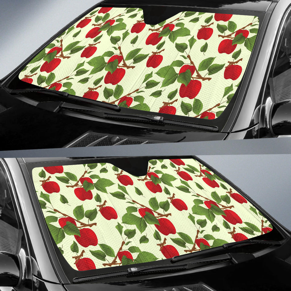 Red Apples Leaves Pattern Car Sun Shade