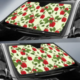 Red Apples Leaves Pattern Car Sun Shade