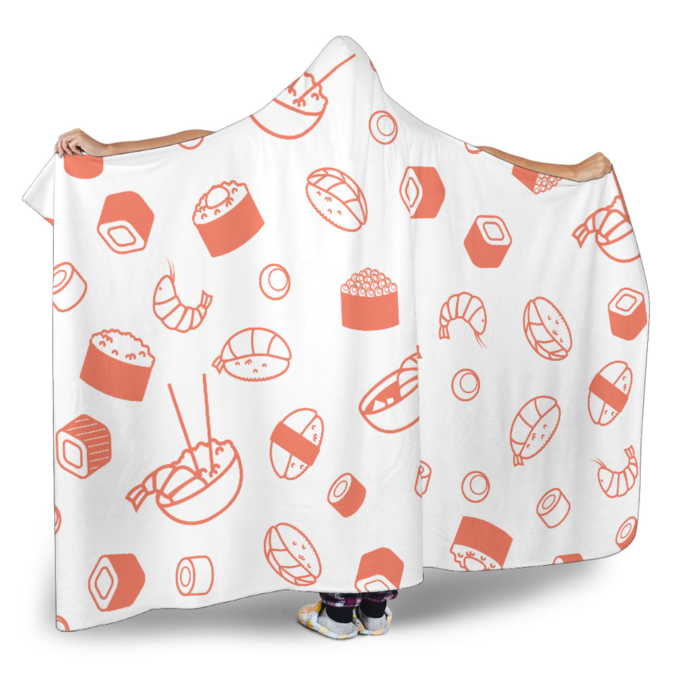 Sushi Pattern Hooded Blanket