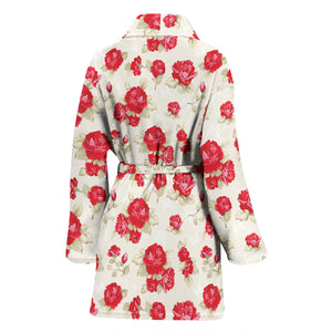 Rose Pattern Print Design 01 Women's Bathrobe