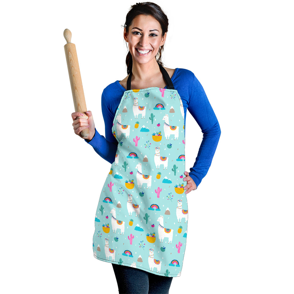 Llama Alpaca Cactus Leaves Pattern Adjustable Apron