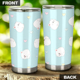 White Cute Hamsters Heart Pattern Tumbler