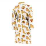 Golden Retriever Pattern Print Design 05 Men's Bathrobe
